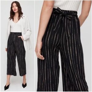 Wilfred Aritzia Faun Pant in Black with White Stripe with Bow. Size M